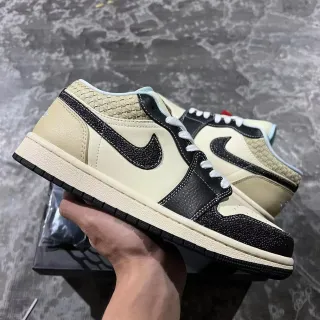 Nike Air Jordan 1 Low Cream and Black Lifestyle Sneakers