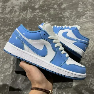 Nike Air Jordan 1 Low Glossy Blue and White Lifestyle Sneakers