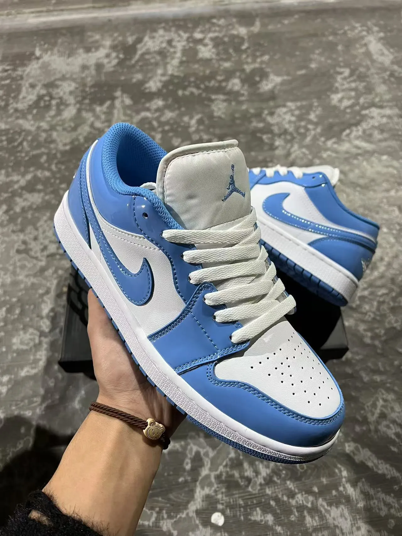 Nike Air Jordan 1 Low Glossy Blue and White Lifestyle Sneakers 2