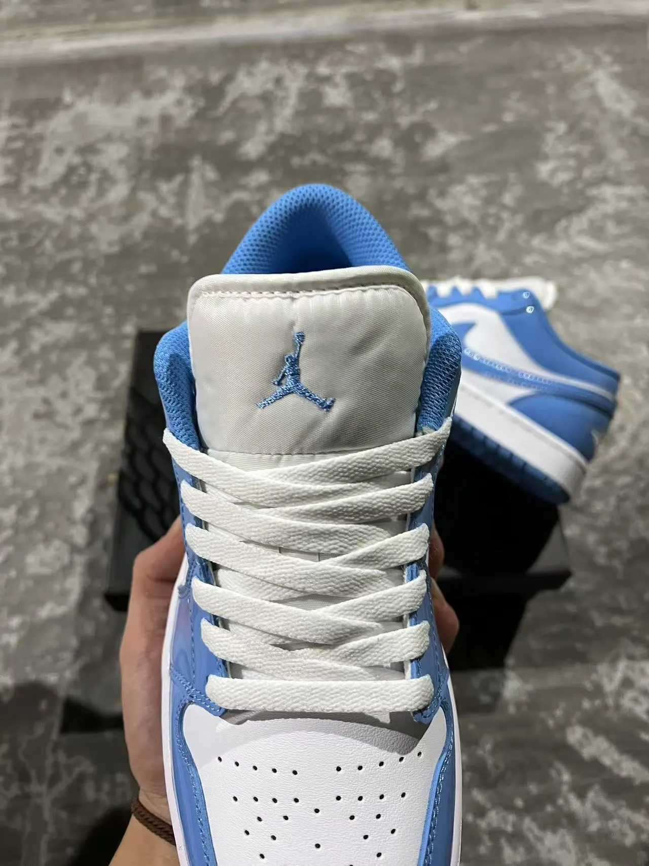 Nike Air Jordan 1 Low Glossy Blue and White Lifestyle Sneakers 4