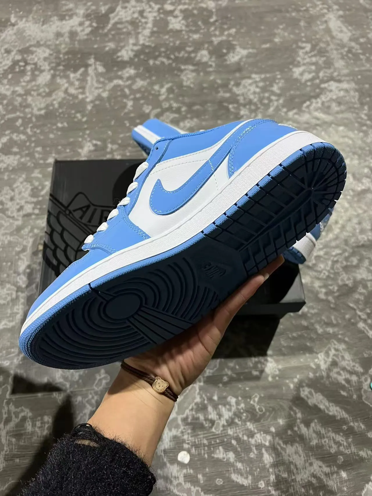 Nike Air Jordan 1 Low Glossy Blue and White Lifestyle Sneakers 6