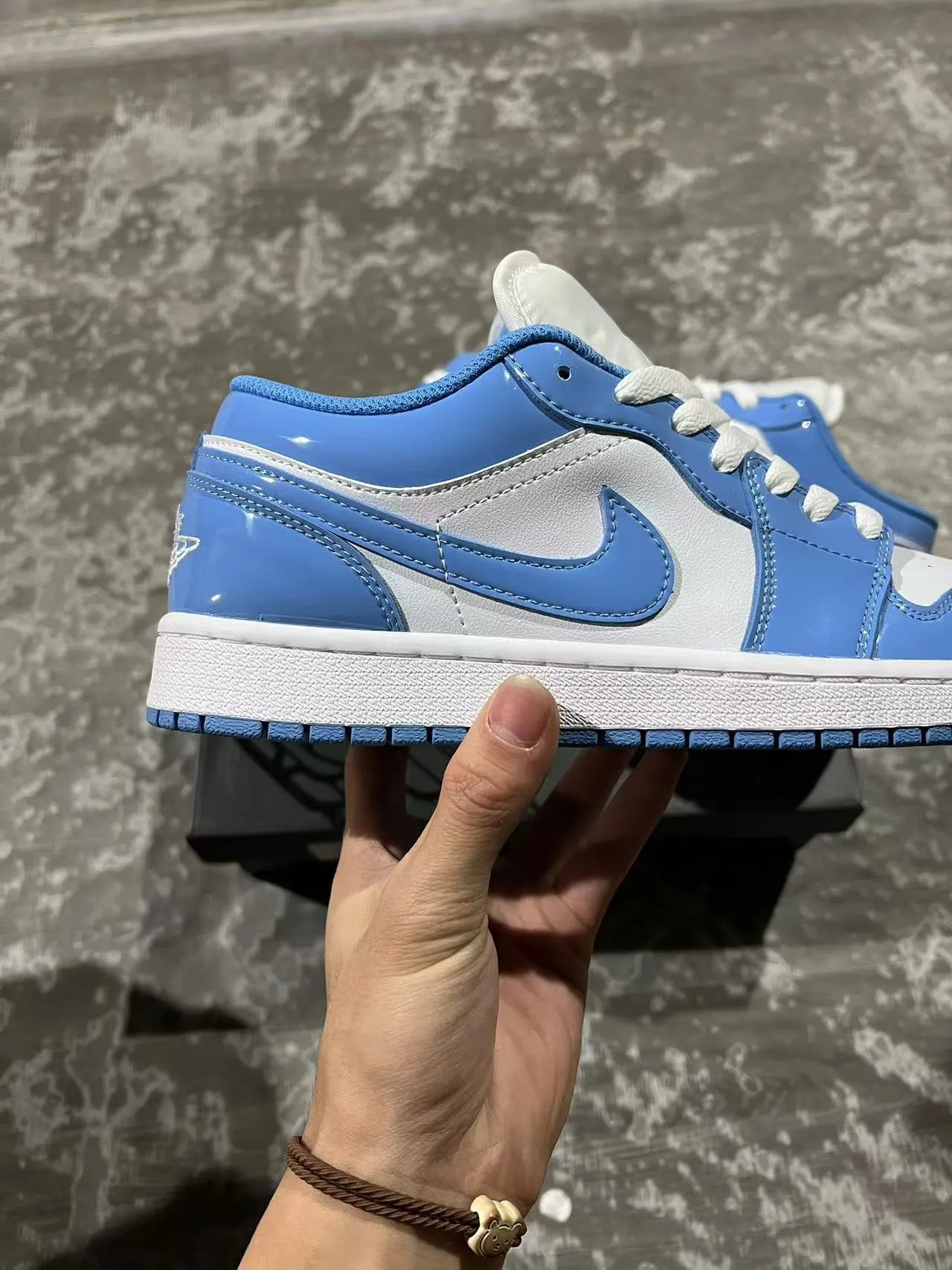 Nike Air Jordan 1 Low Glossy Blue and White Lifestyle Sneakers 7