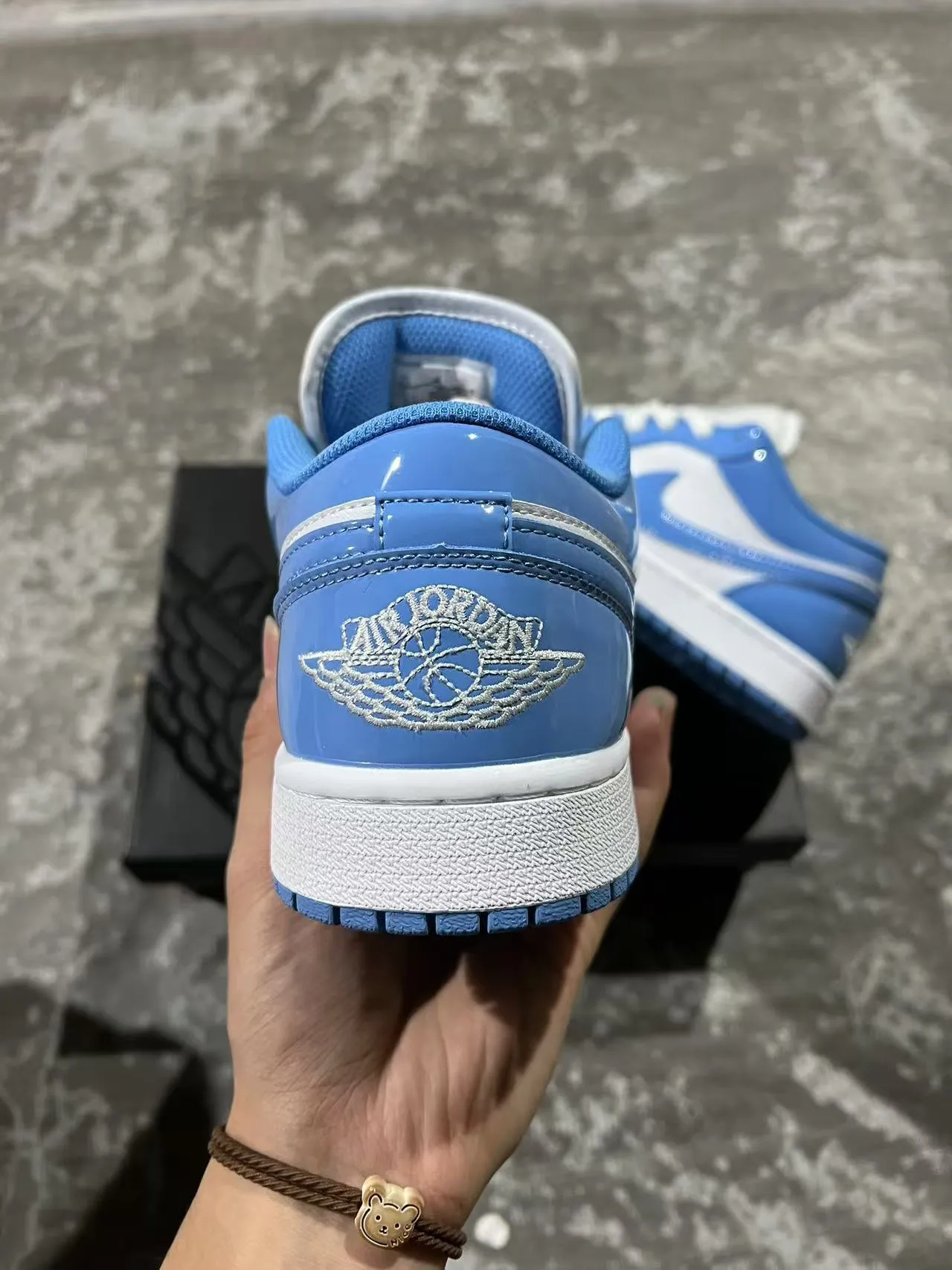 Nike Air Jordan 1 Low Glossy Blue and White Lifestyle Sneakers 8