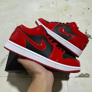 Nike Air Jordan 1 Low Glossy Red Black White Lifestyle Sneakers