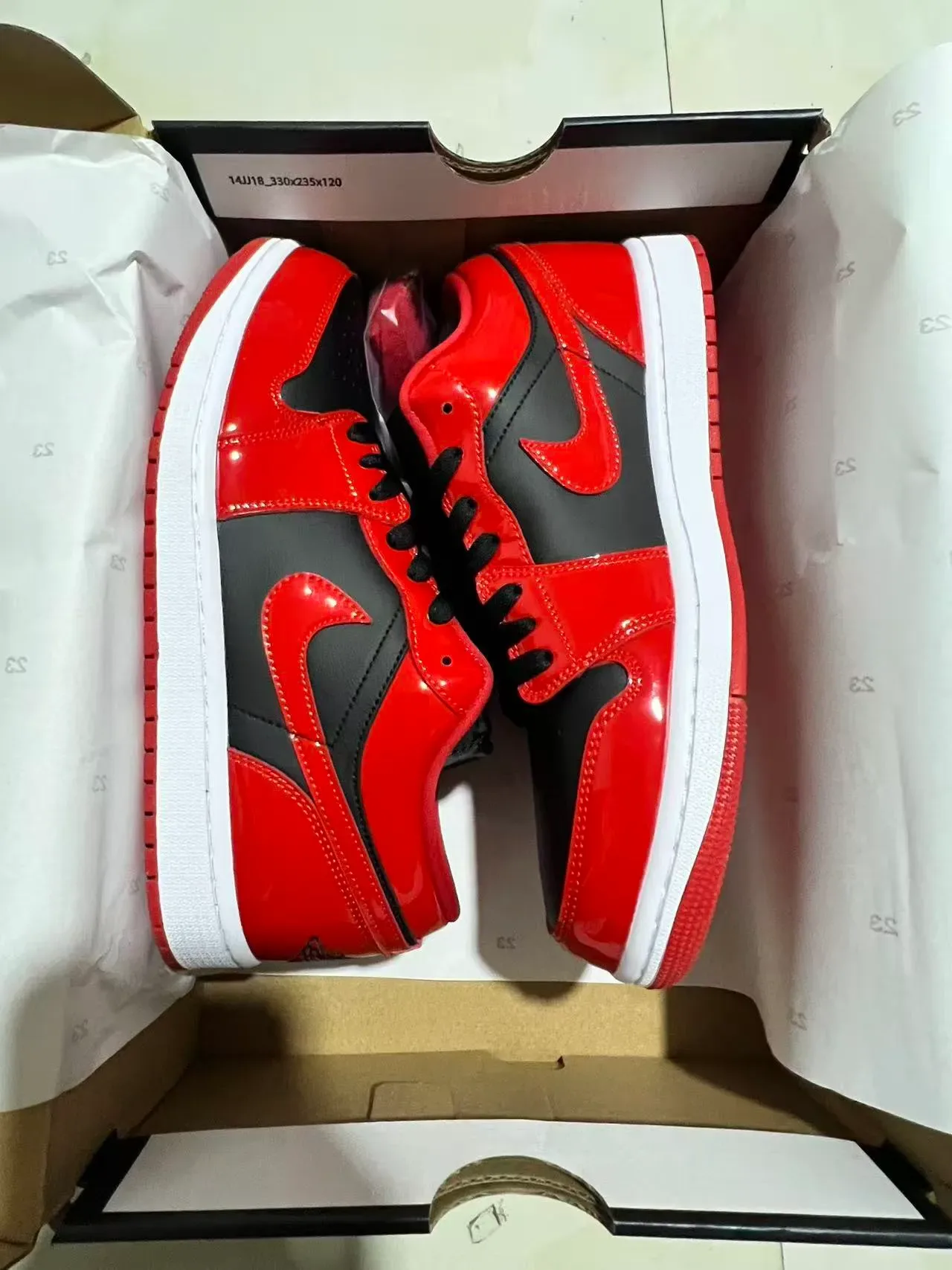 Nike Air Jordan 1 Low Glossy Red Black White Lifestyle Sneakers 9