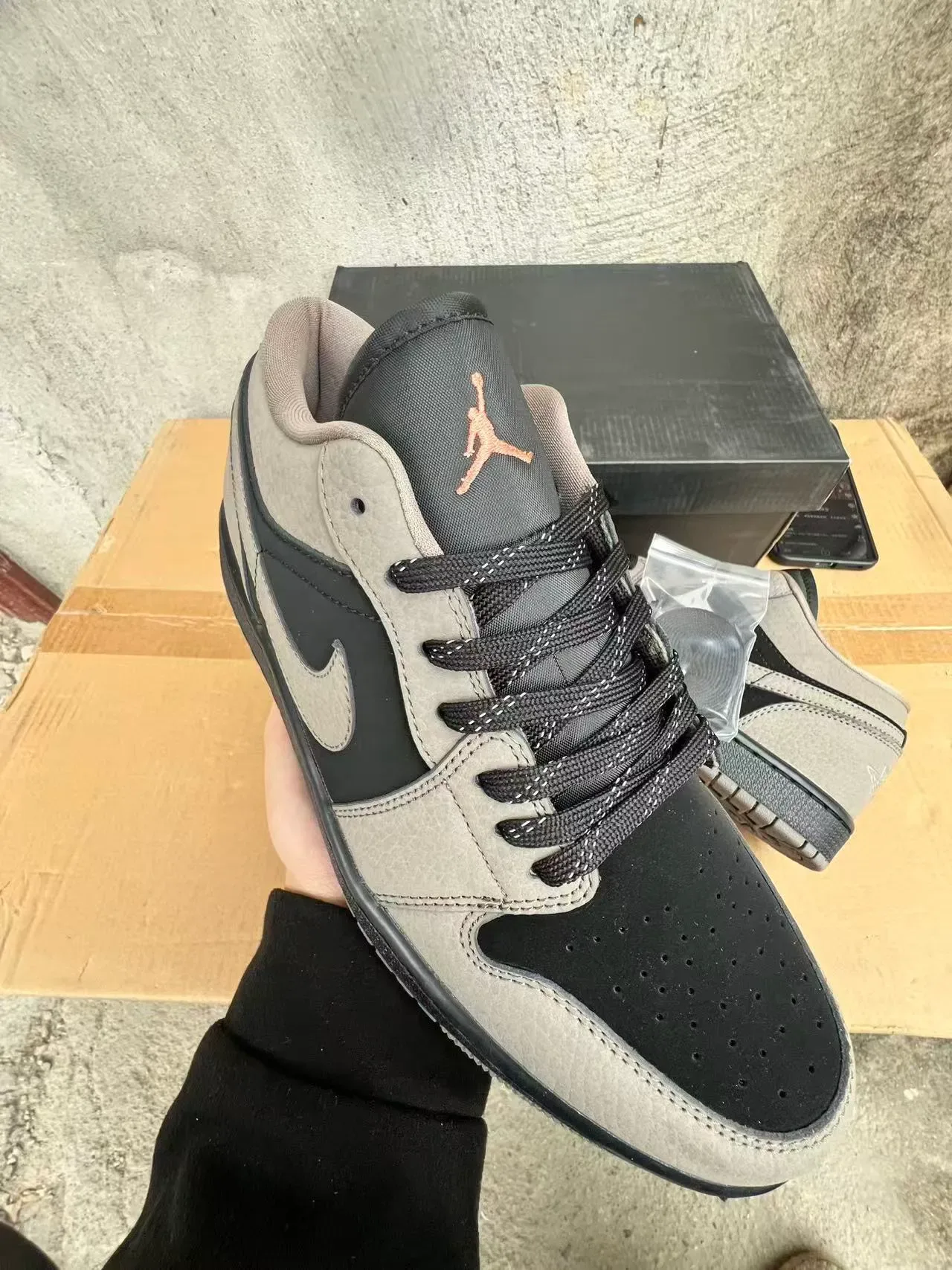 Nike Air Jordan 1 Low Gray and Black Lifestyle Sneakers 2