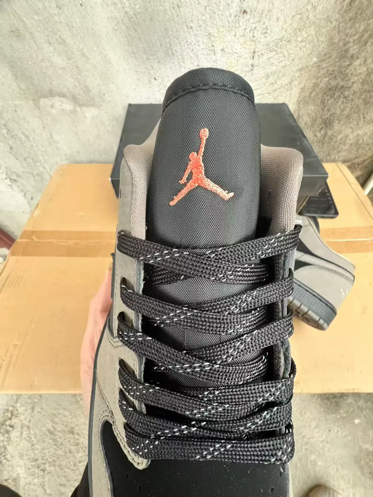 Nike Air Jordan 1 Low Gray and Black Lifestyle Sneakers 4
