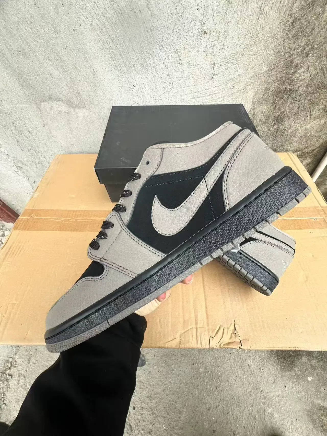 Nike Air Jordan 1 Low Gray and Black Lifestyle Sneakers 5