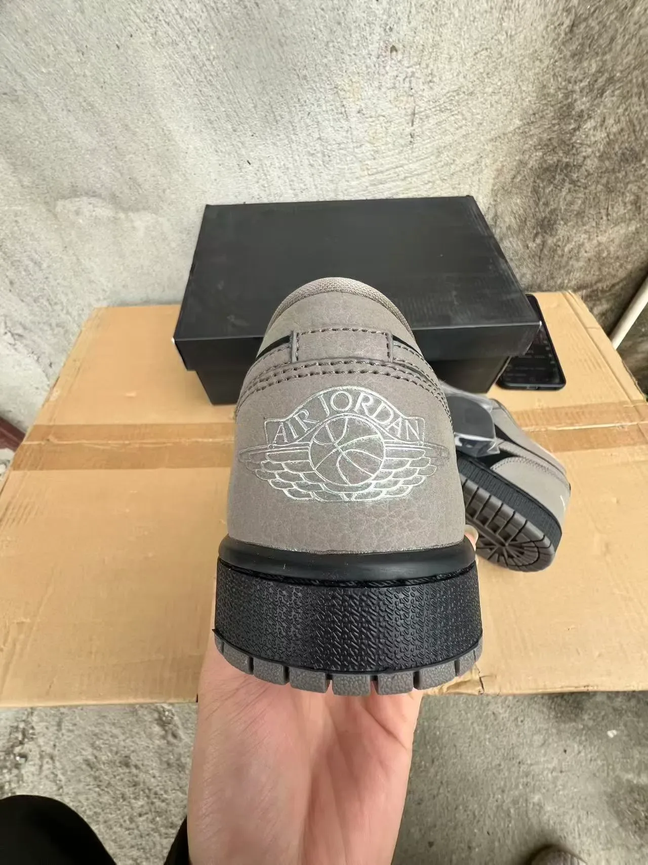 Nike Air Jordan 1 Low Gray and Black Lifestyle Sneakers 8