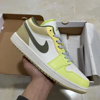 Nike Air Jordan 1 Low Lime Green Olive White Lifestyle Sneakers