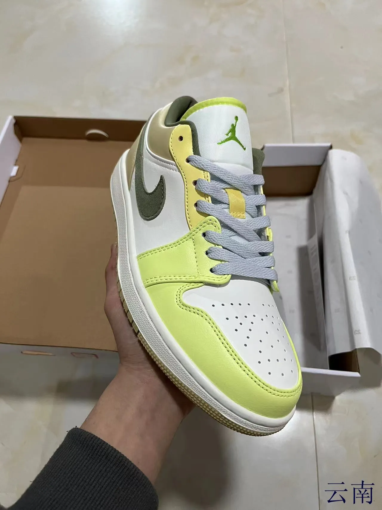 Nike Air Jordan 1 Low Lime Green Olive White Lifestyle Sneakers 2
