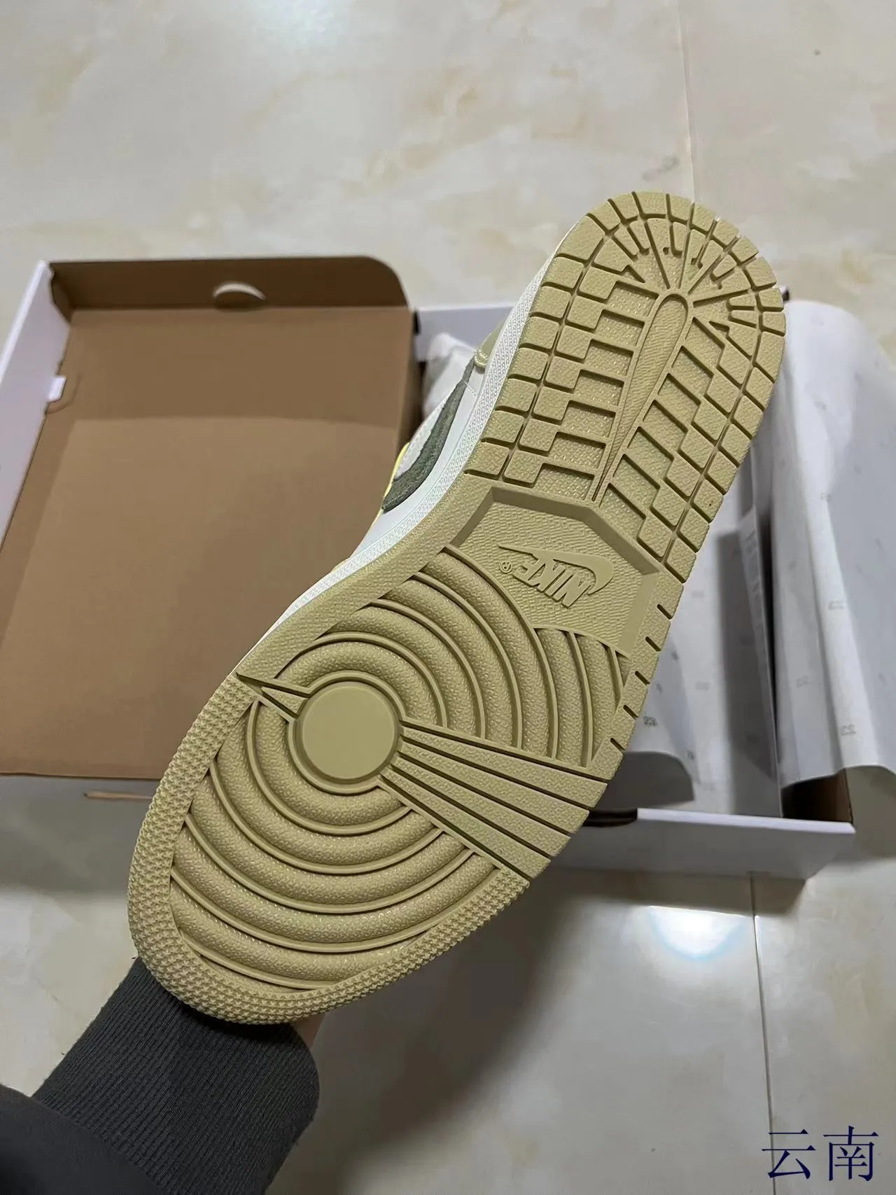 Nike Air Jordan 1 Low Lime Green Olive White Lifestyle Sneakers 5