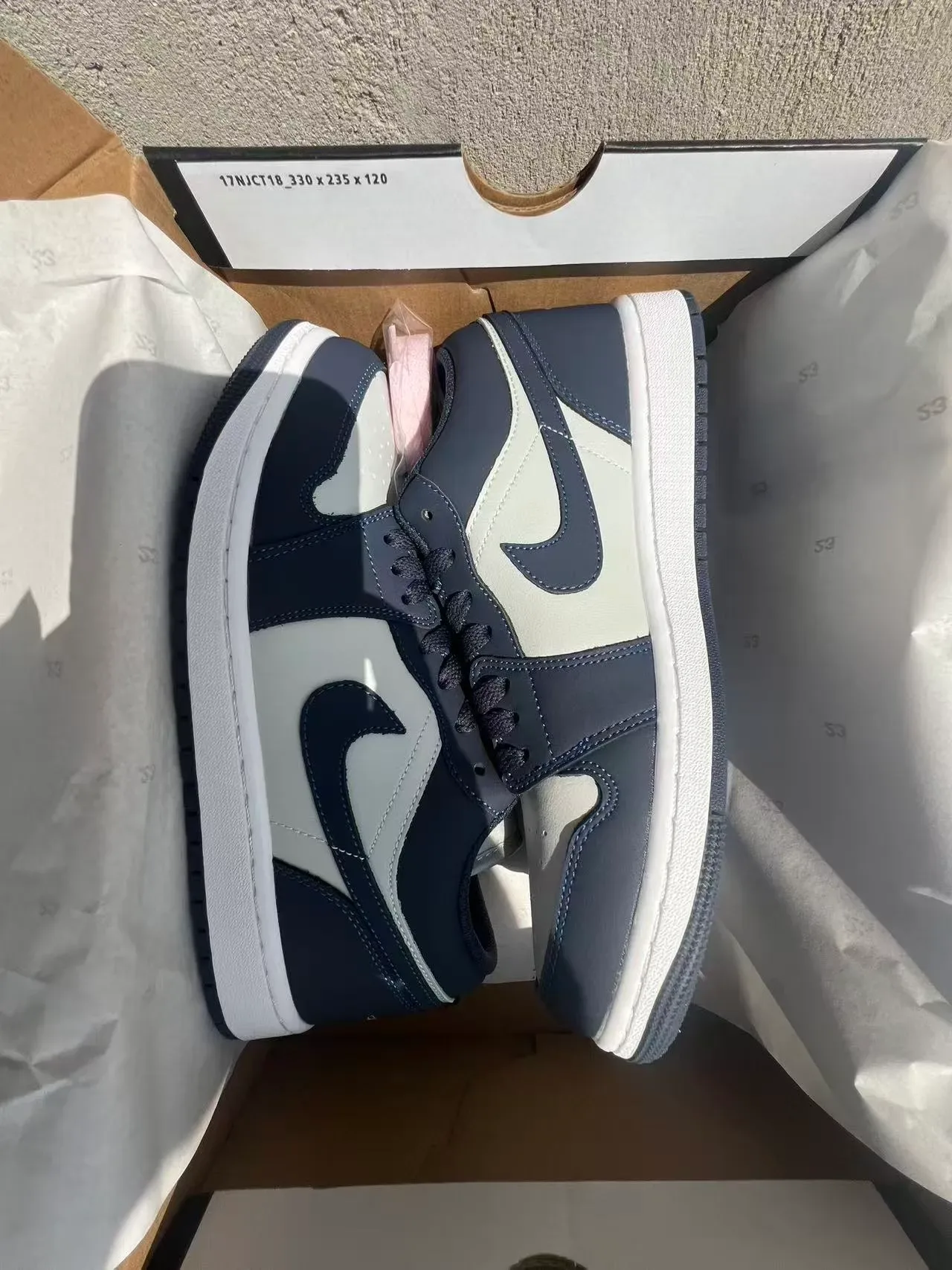 Nike Air Jordan 1 Low Navy White Lifestyle Sneakers 8
