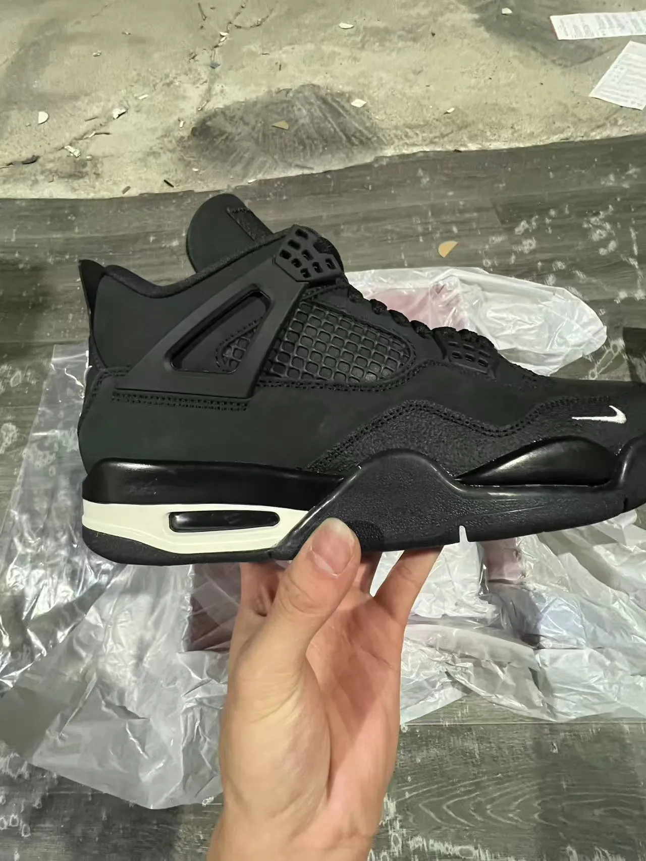 Nike Air Jordan 4 Black Off-White Basketball Shoes 7