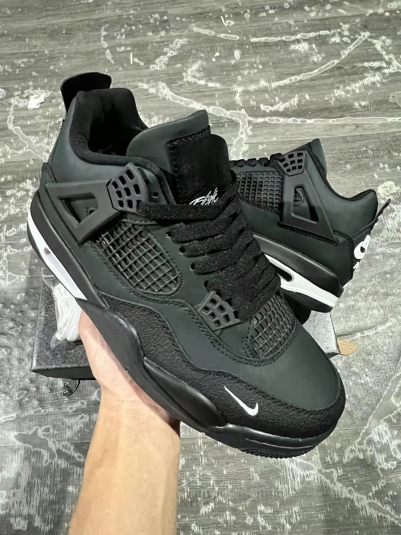 Nike Air Jordan 4 Black White Basketball Shoes 2