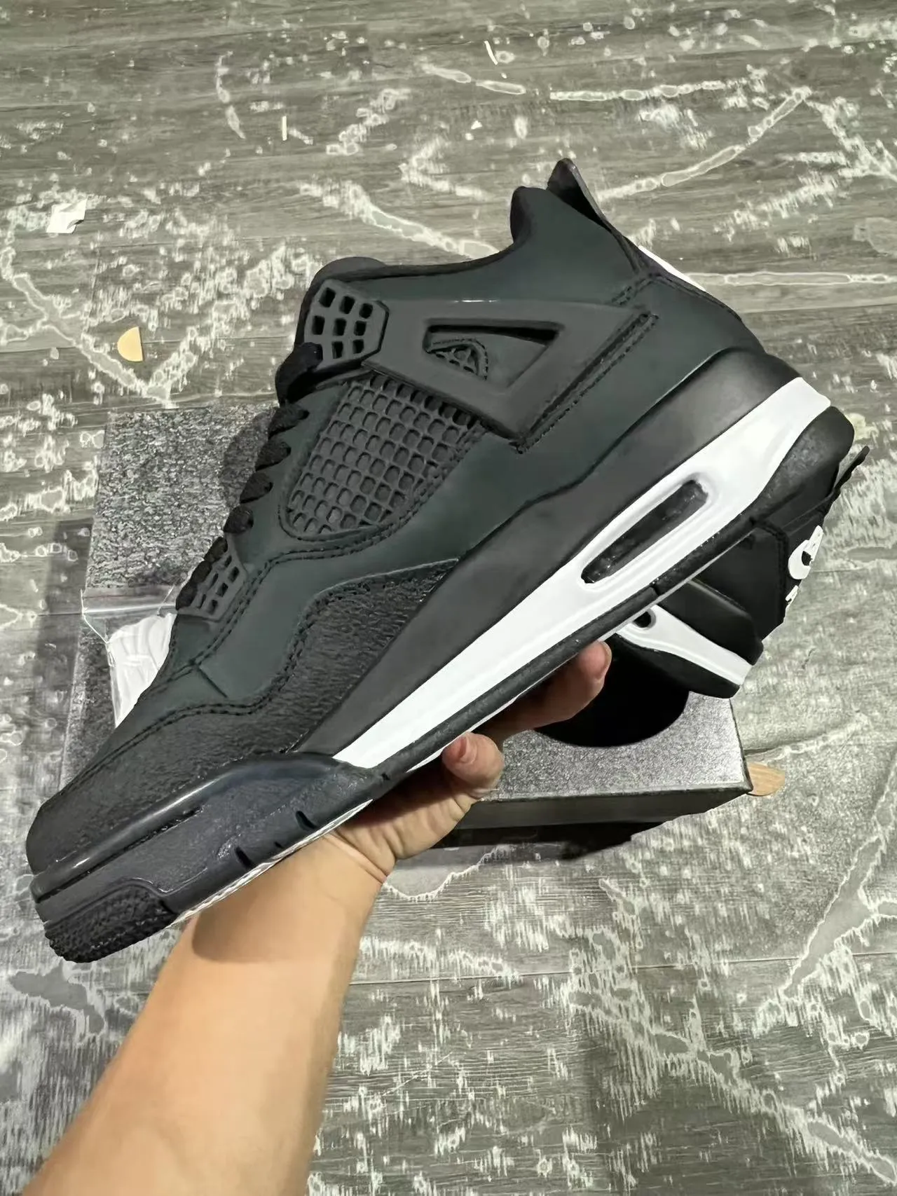 Nike Air Jordan 4 Black White Basketball Shoes 5