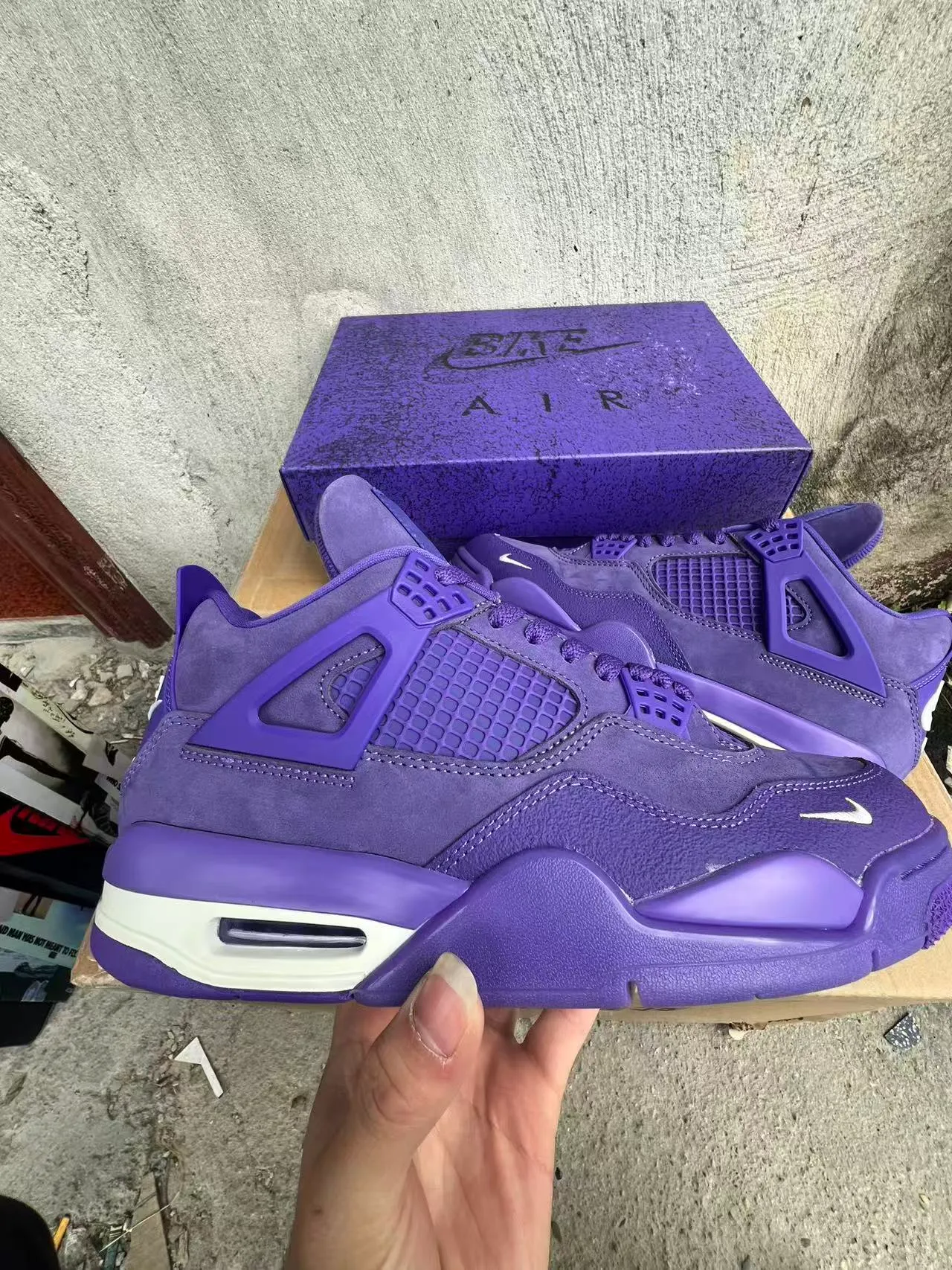 Nike Air Jordan 4 Monochromatic Purple Basketball Shoes 7