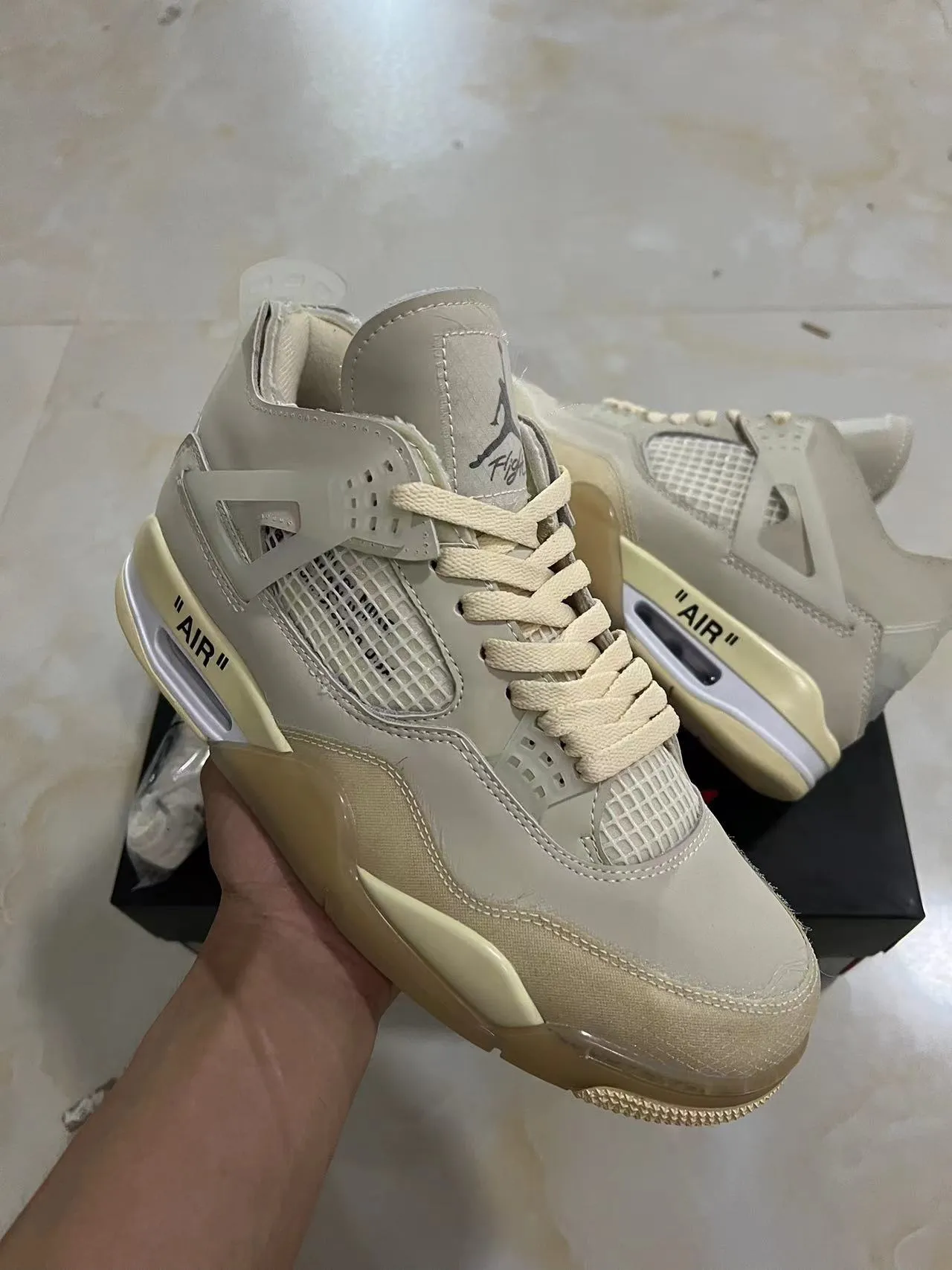 Nike Air Jordan 4 Off-White Beige Basketball Shoes 2