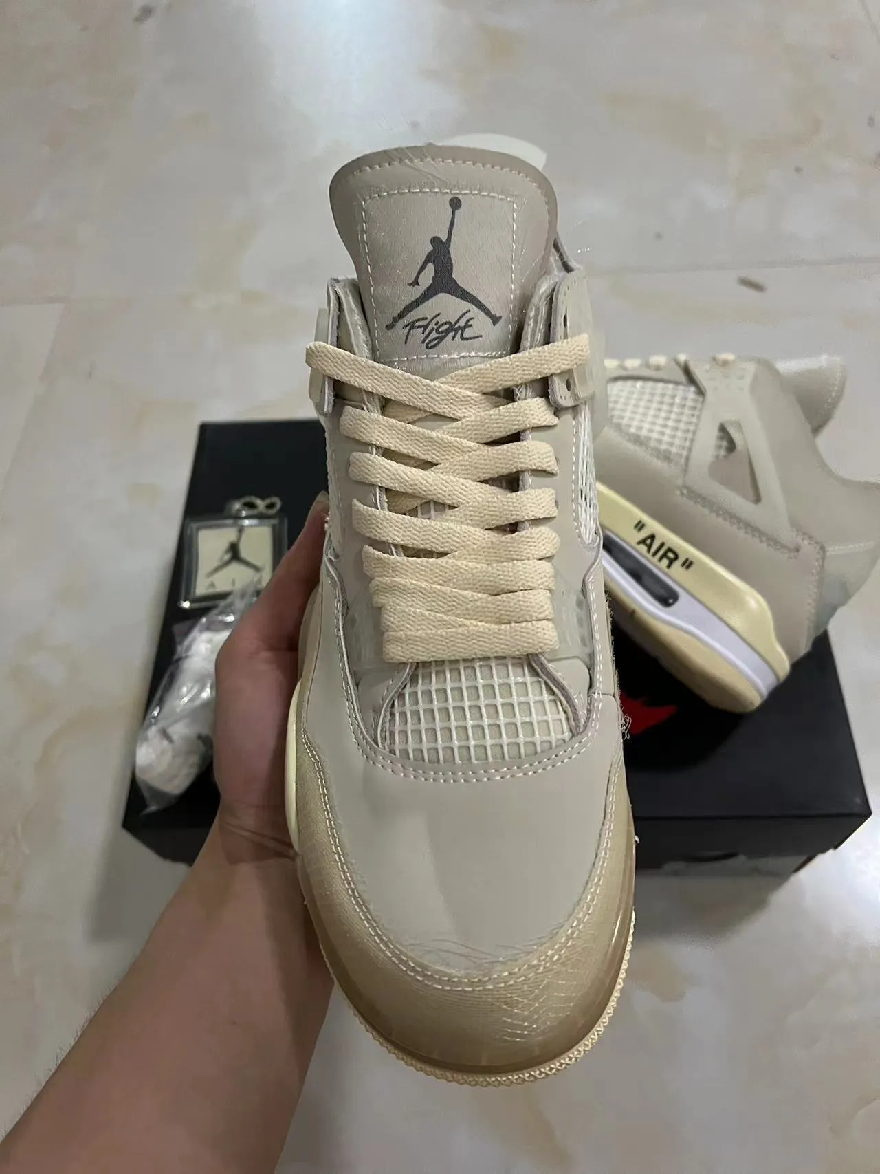 Nike Air Jordan 4 Off-White Beige Basketball Shoes 3