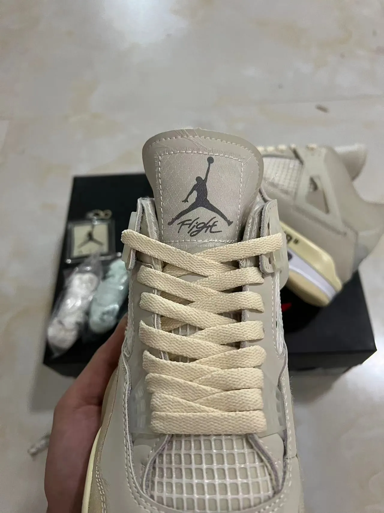 Nike Air Jordan 4 Off-White Beige Basketball Shoes 4