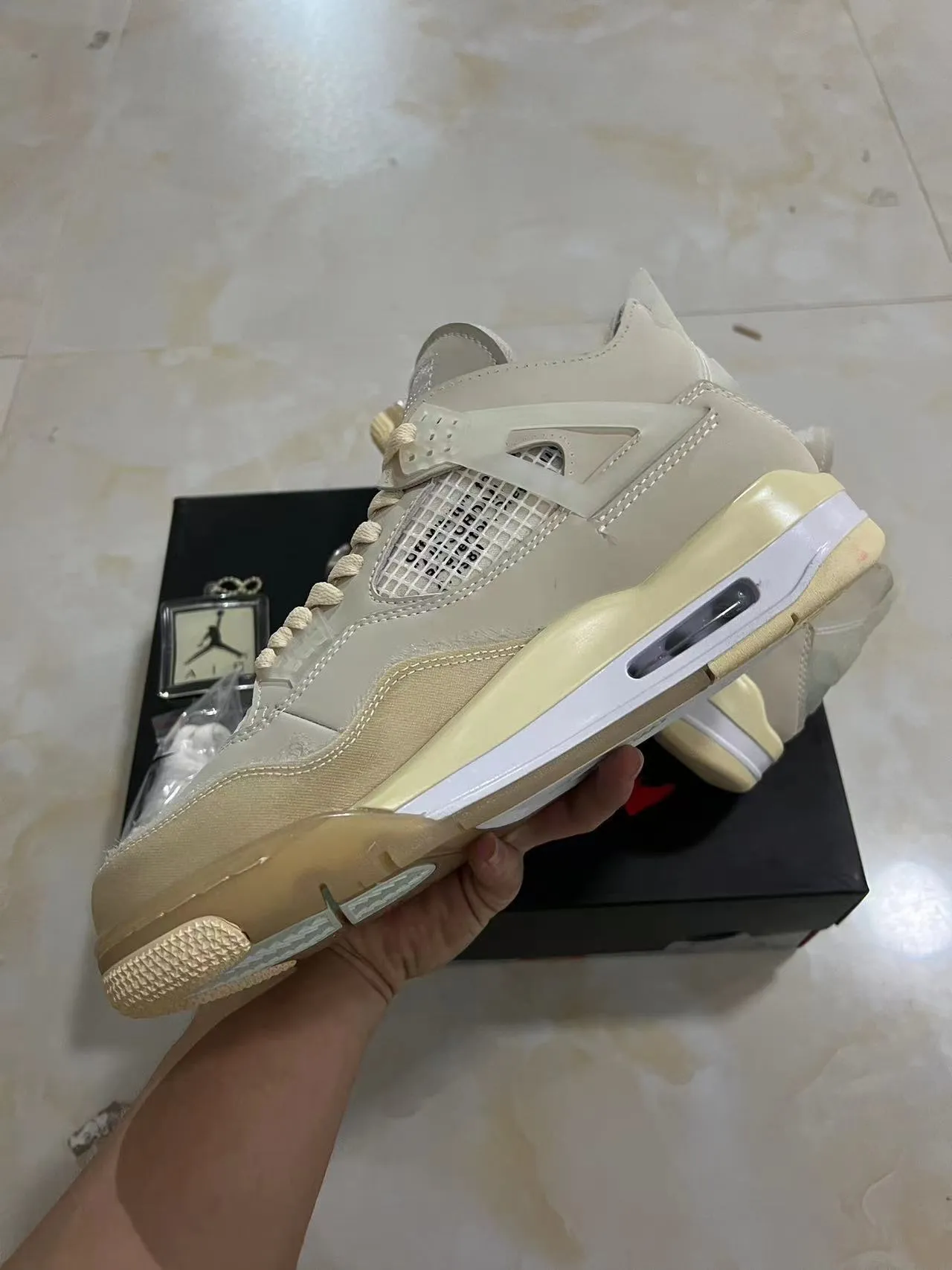 Nike Air Jordan 4 Off-White Beige Basketball Shoes 5