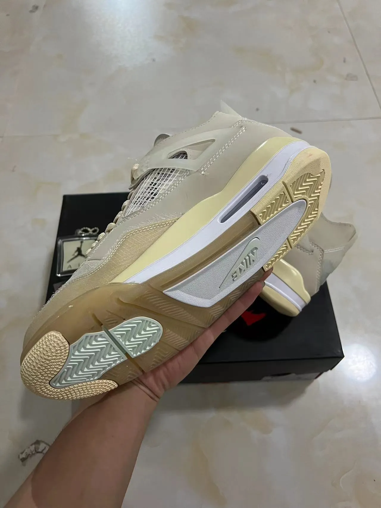 Nike Air Jordan 4 Off-White Beige Basketball Shoes 6