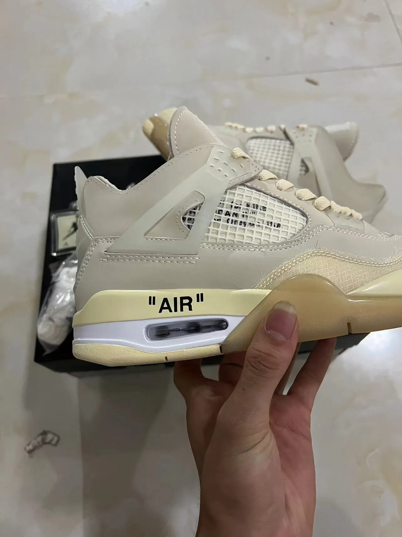 Nike Air Jordan 4 Off-White Beige Basketball Shoes 7