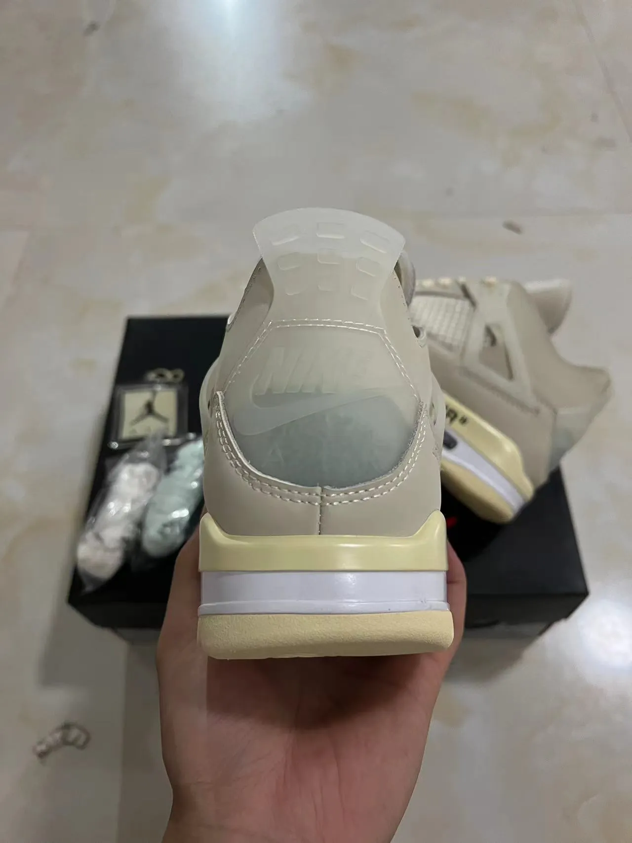 Nike Air Jordan 4 Off-White Beige Basketball Shoes 8