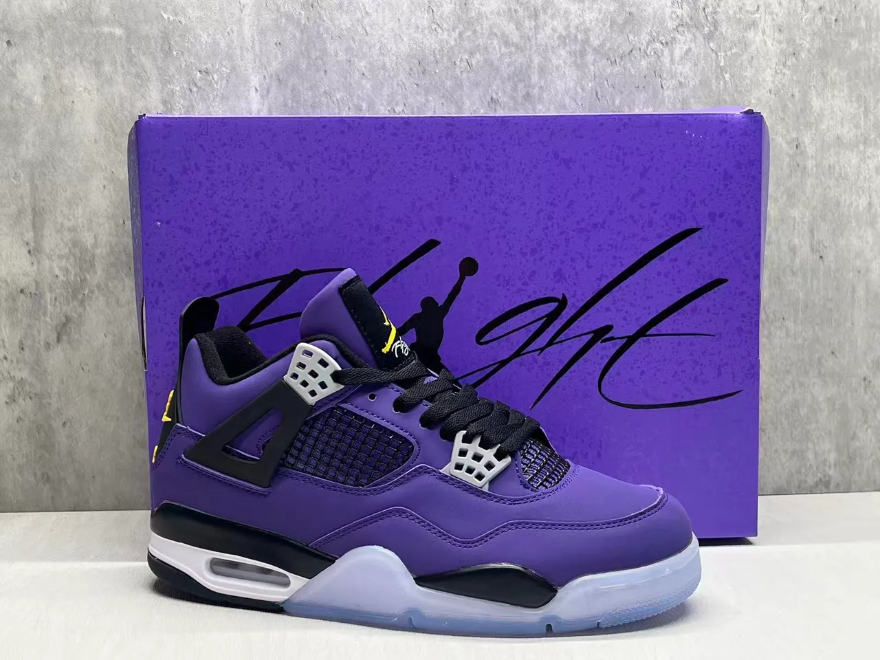 Nike Air Jordan 4 Purple Black White Icy Outsole Basketball Shoes 2