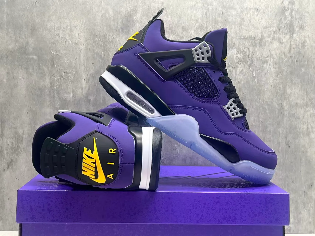 Nike Air Jordan 4 Purple Black White Icy Outsole Basketball Shoes 4
