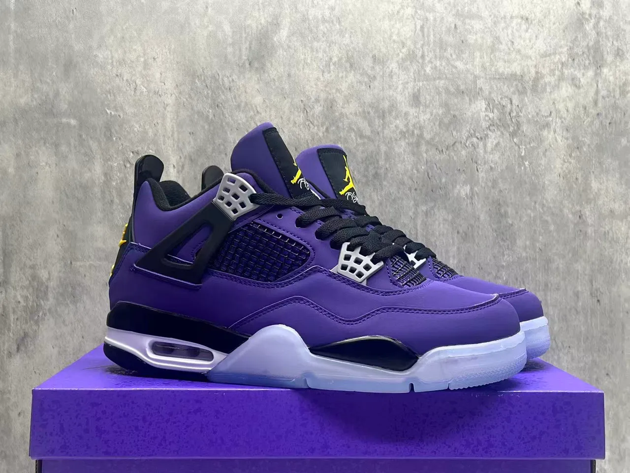 Nike Air Jordan 4 Purple Black White Icy Outsole Basketball Shoes 5