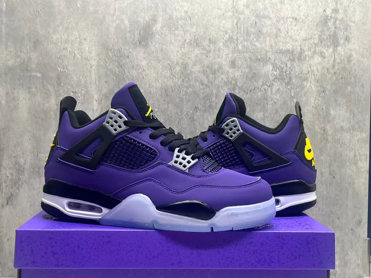 Nike Air Jordan 4 Purple Black White Icy Outsole Basketball Shoes 6