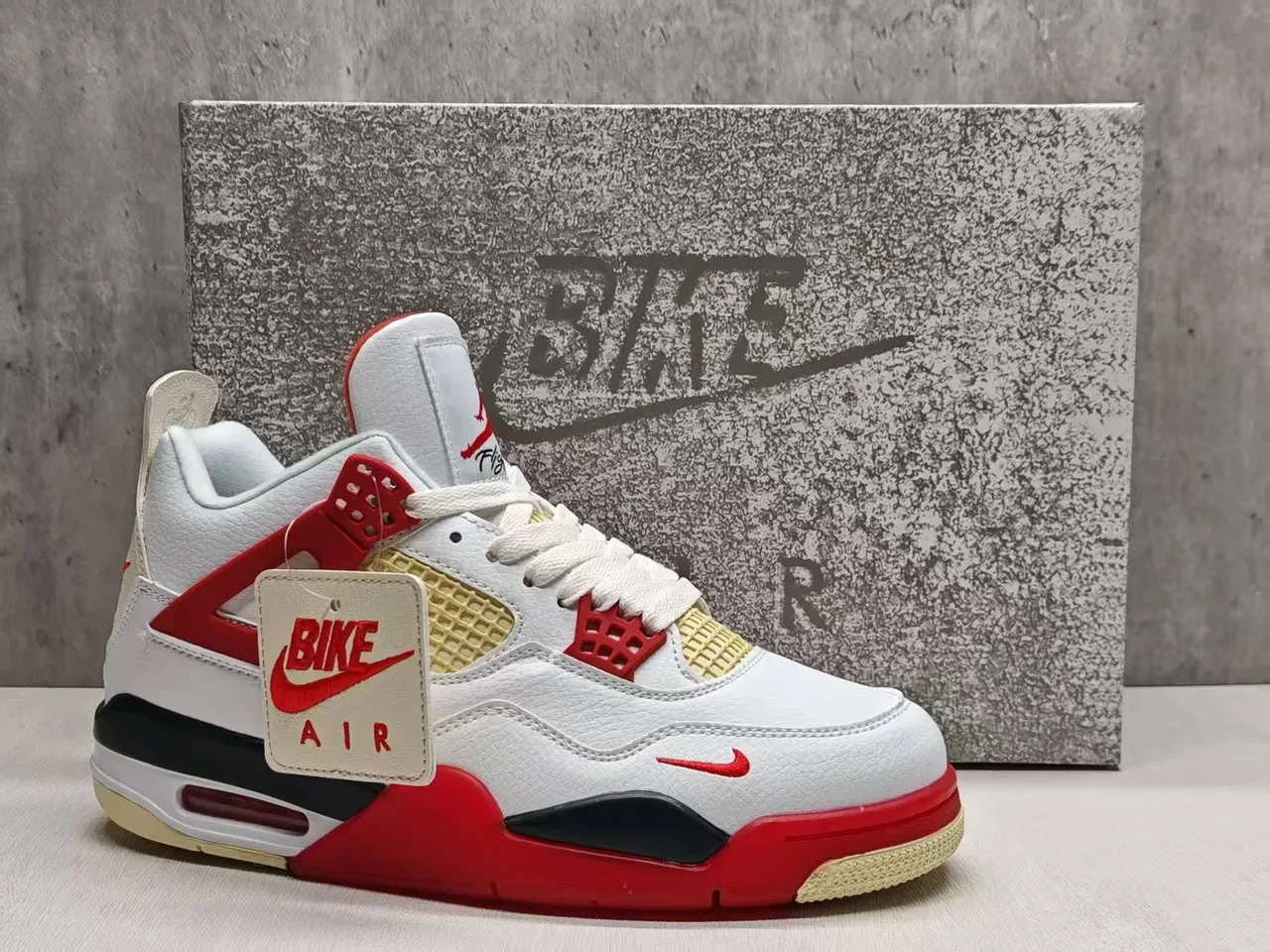 Nike Air Jordan 4 blanc rouge beige chaussures de basket-ball 15