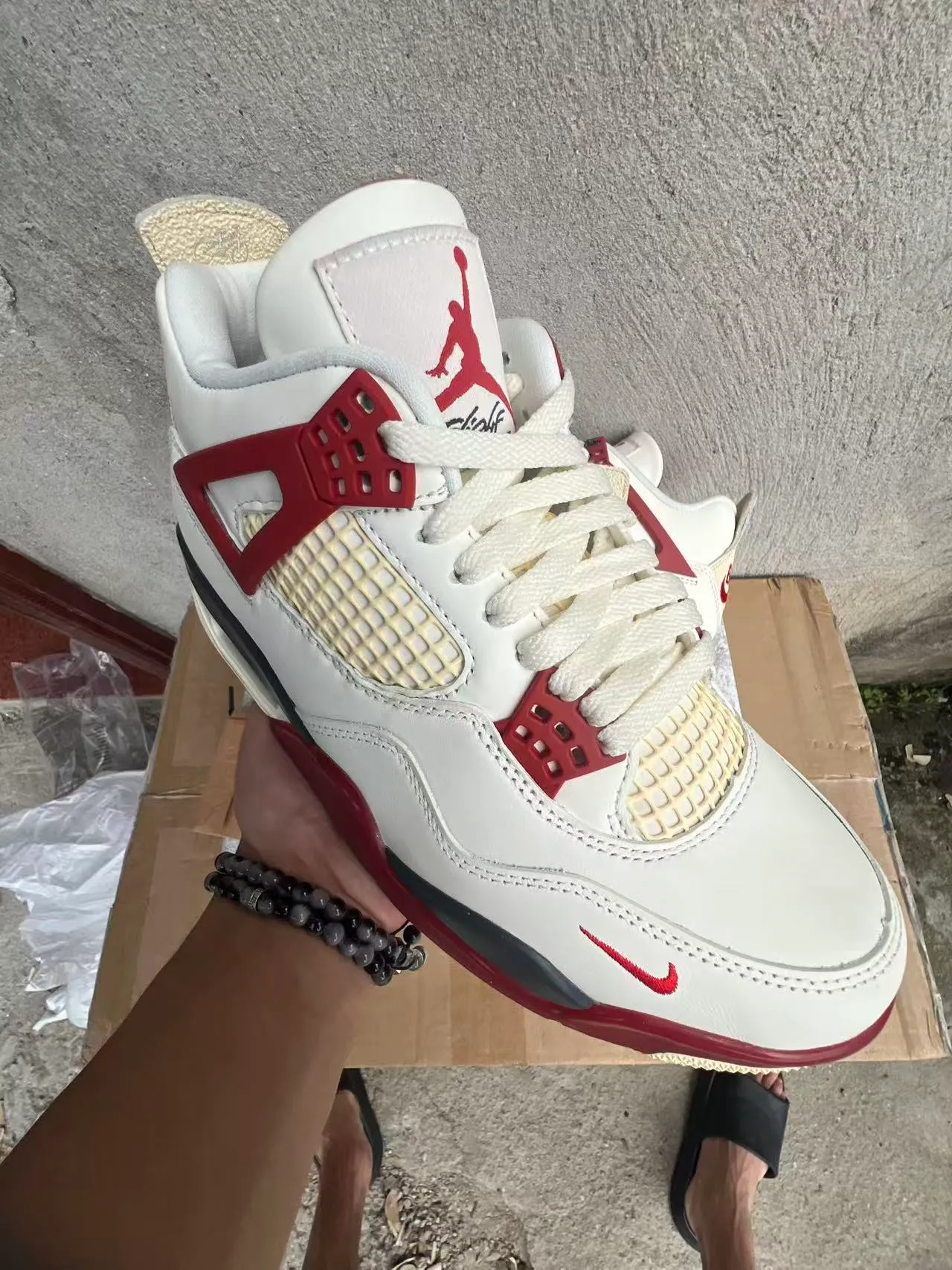 Nike Air Jordan 4 White Red Black Basketball Shoes 2