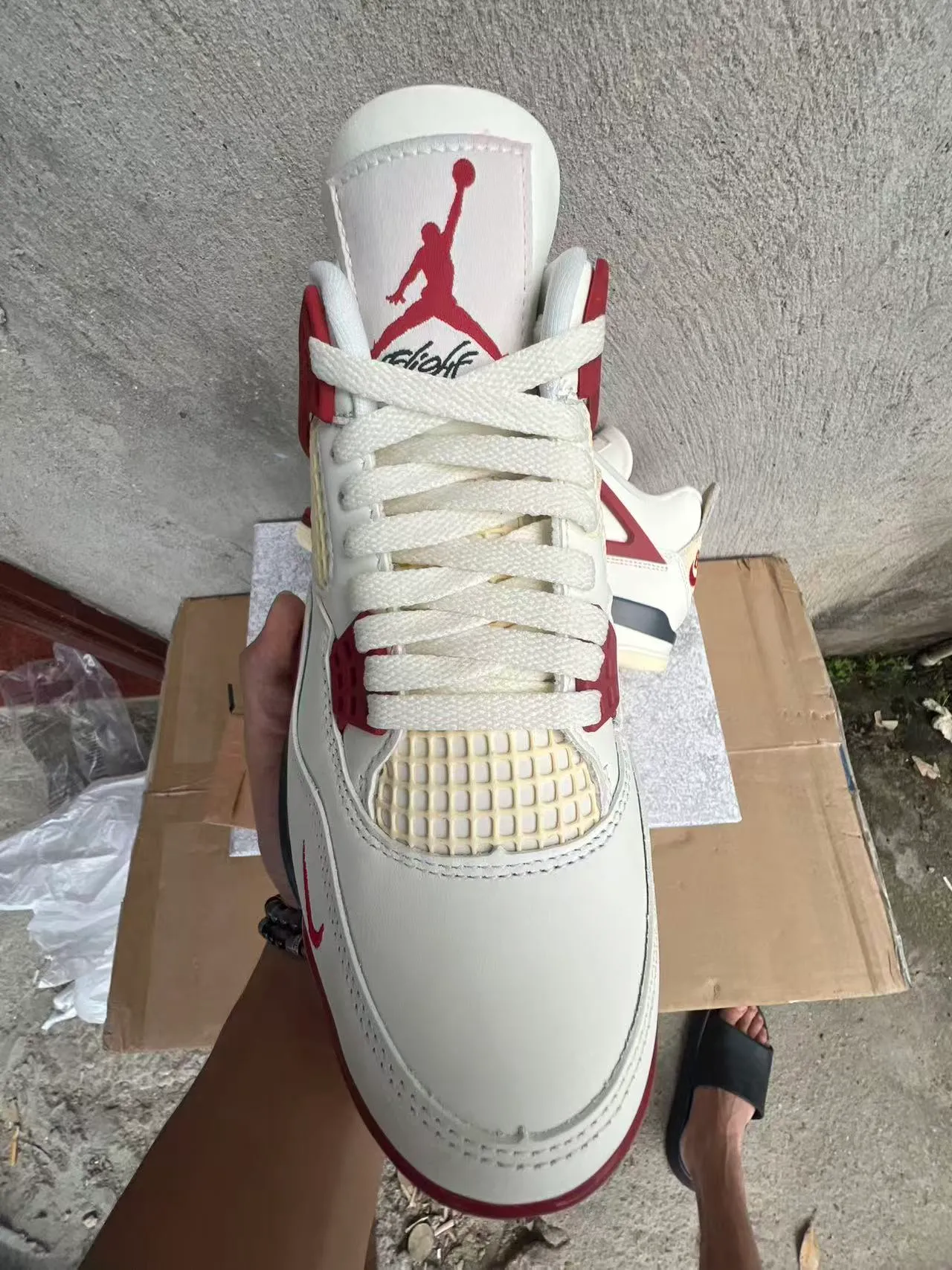 Nike Air Jordan 4 White Red Black Basketball Shoes 3