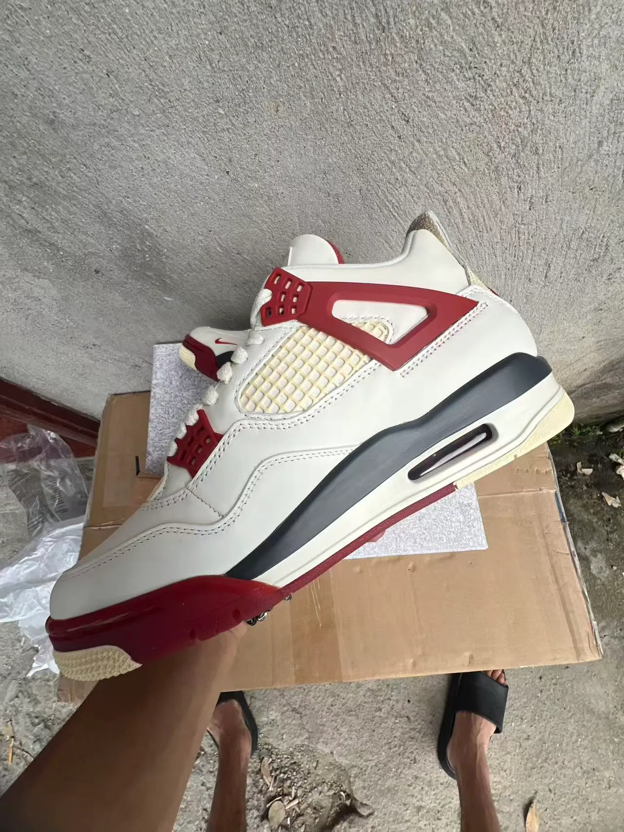 Nike Air Jordan 4 White Red Black Basketball Shoes 5