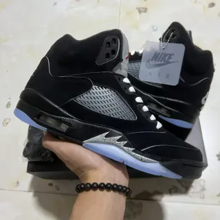 Nike Air Jordan 5 Preto Prata Azul Claro Tênis de Basquete