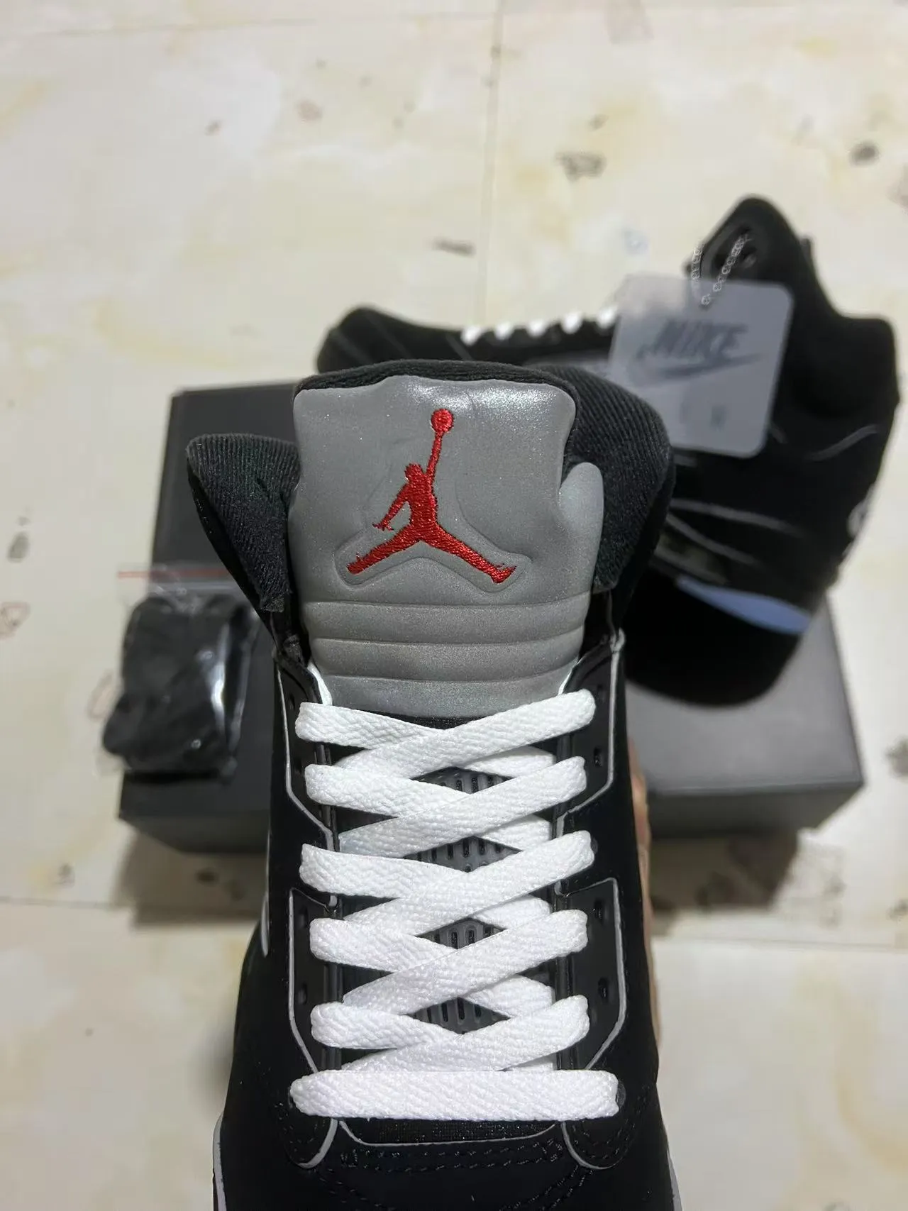 Nike Air Jordan 5 Black Silver Light Blue Basketball Shoes 3