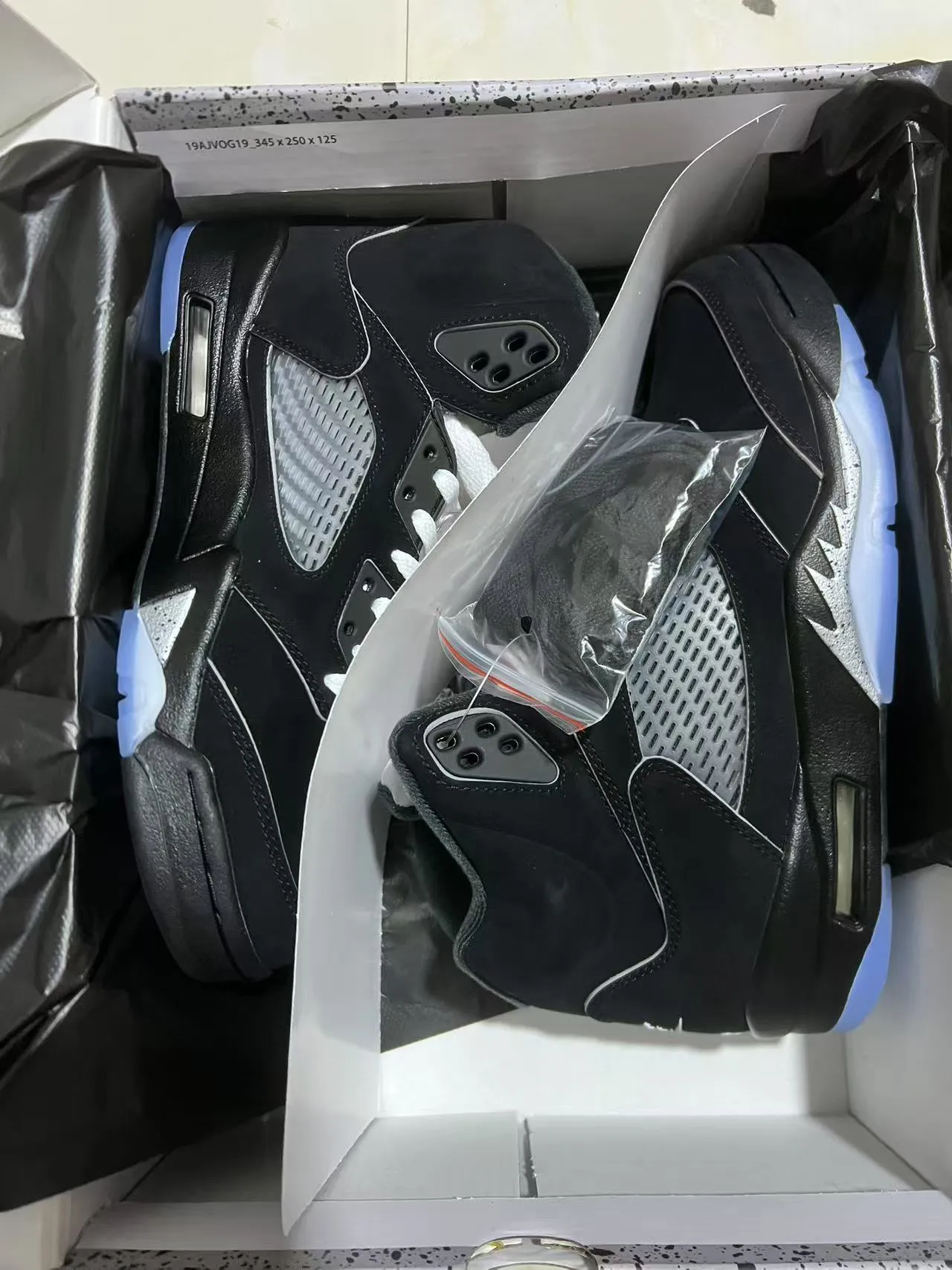 Nike Air Jordan 5 Black Silver Light Blue Basketball Shoes 5