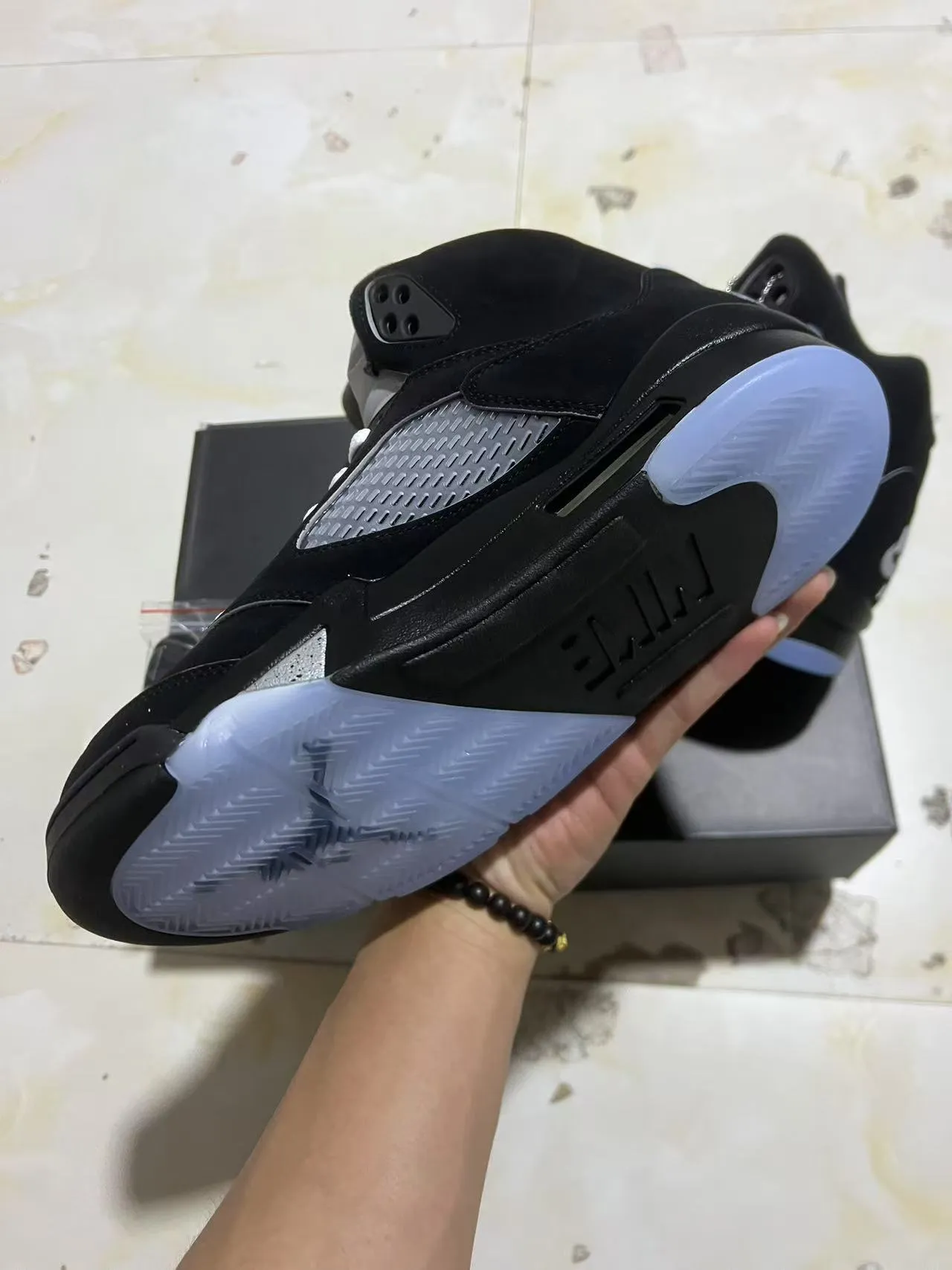 Nike Air Jordan 5 Black Silver Light Blue Basketball Shoes 8