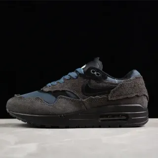 Nike Air Max 1 Dark Gray and Blue Suede Lifestyle Sneakers