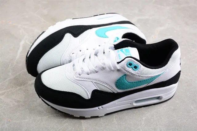 Nike Air Max 1 White Black Turquoise Lifestyle Sneakers 9