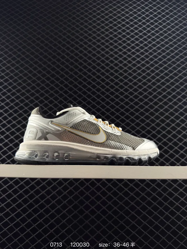 Zapatillas de running Nike Air Max+ 2013 Plata Dorado con amortiguación visible de longitud completa, upper de malla metálica 4
