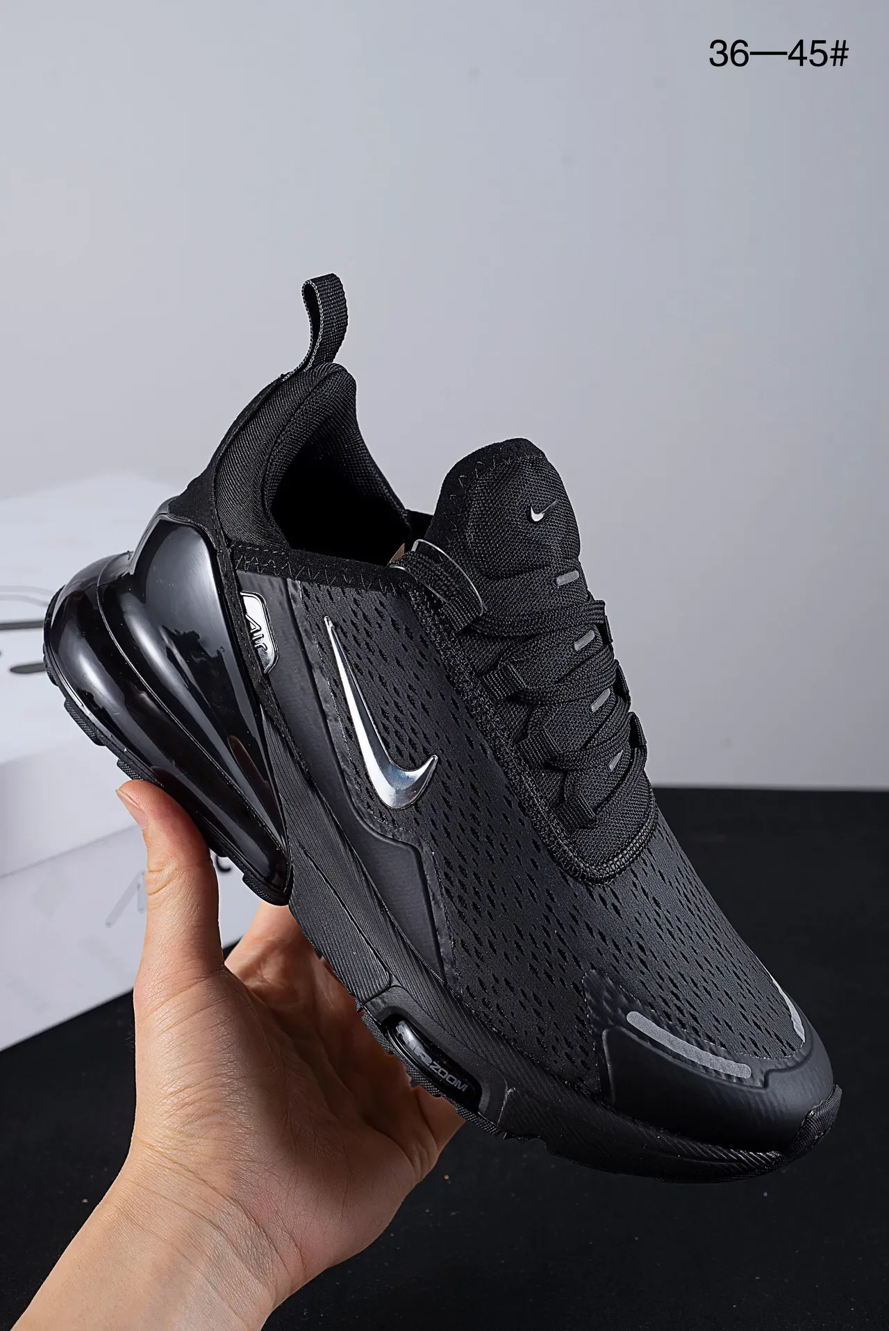 Nike Air Max 270 Preto Monocromático Malha Tênis de corrida 2