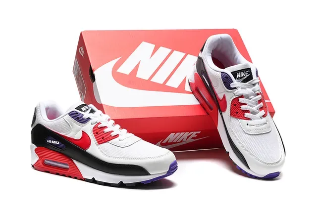 Nike Air Max 90 أبيض أسود أحمر بنفسجي حذاء رياضي Lifestyle 2