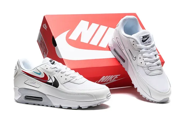 Nike Air Max 90 Blanc Rouge Noir Cyan Lifestyle Sneakers 2