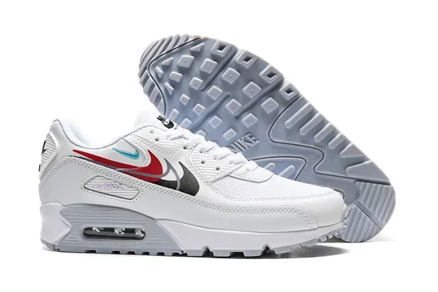Nike Air Max 90 Blanc Rouge Noir Cyan Lifestyle Sneakers 4