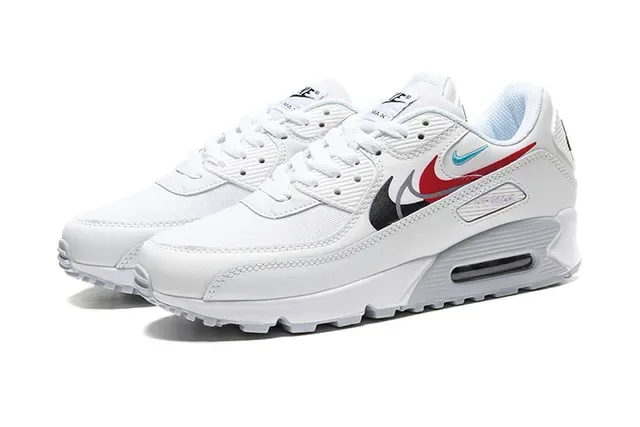 Nike Air Max 90 Blanc Rouge Noir Cyan Lifestyle Sneakers 5