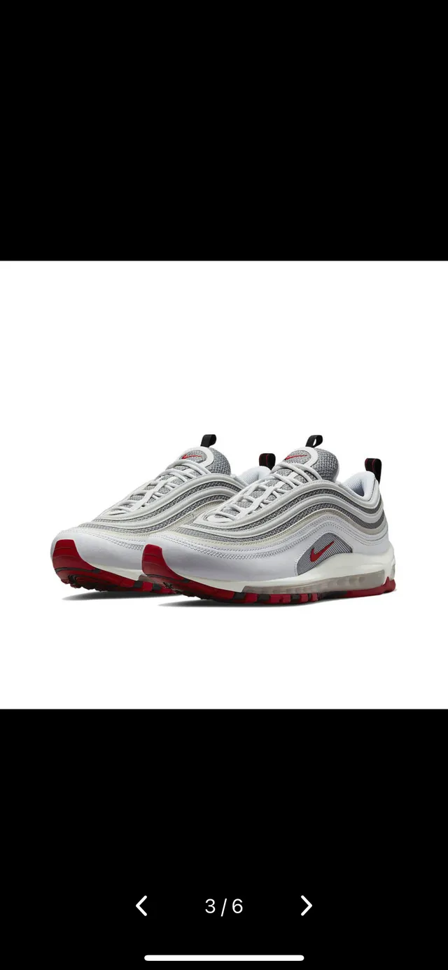Nike Air Max 97 White Gray Red Lifestyle Sneakers 6