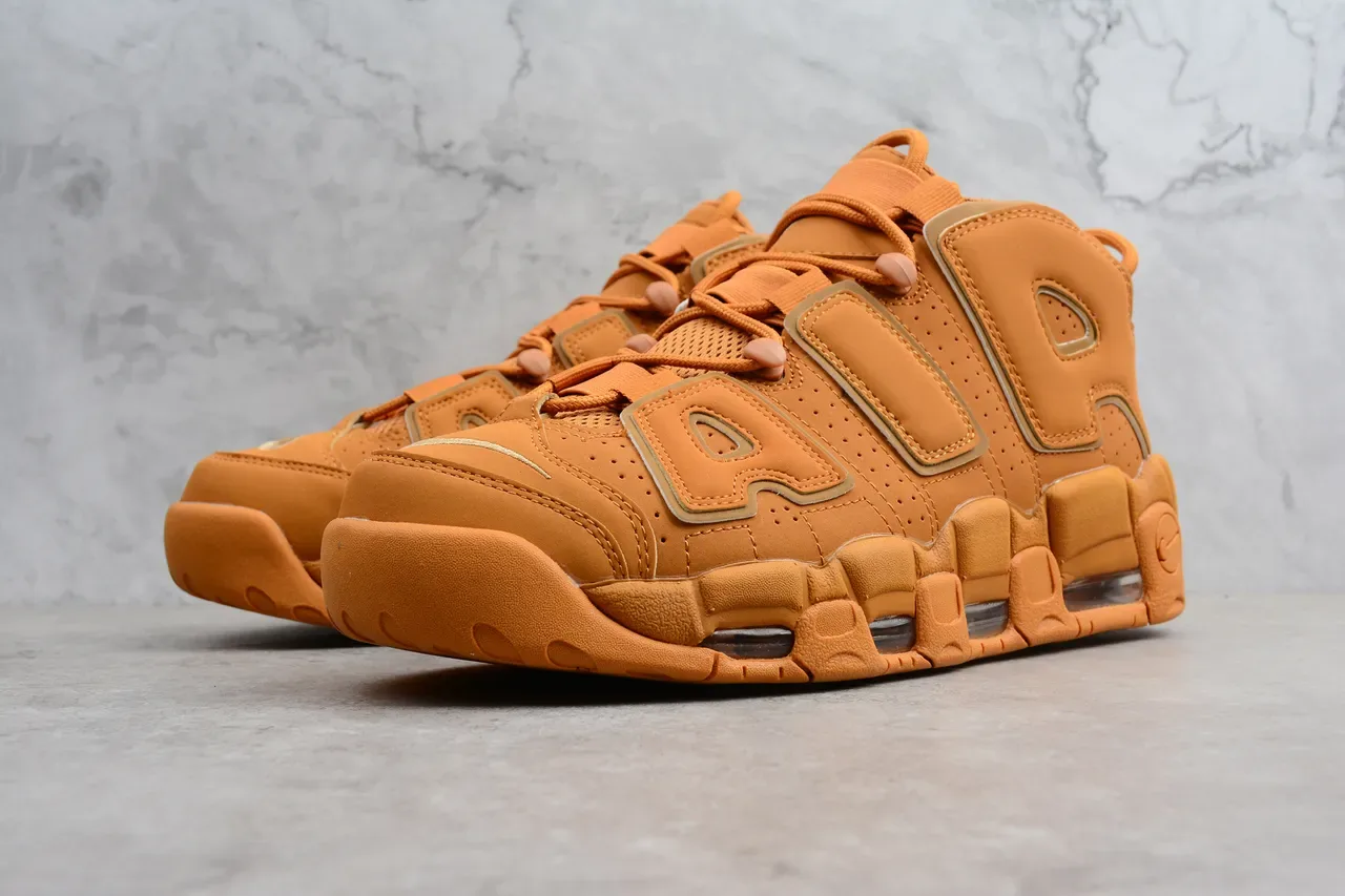Nike Air More Uptempo Tan Leather Basketball Shoes 9